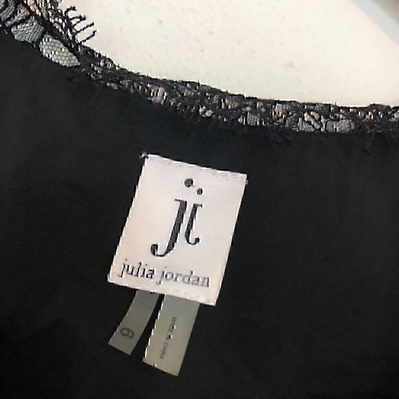 NEW NWT JULIA JORDAN Solid Black Pleated Lace Sleeveless Fit Flare Party Dress 6 - Picture 6 of 12